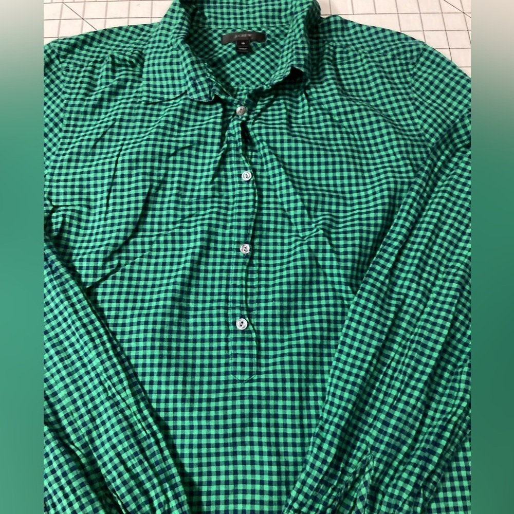 J. Crew Women’s Size 10 Blue/Green Checkered Button Down Shirt - Picture 5 of 8